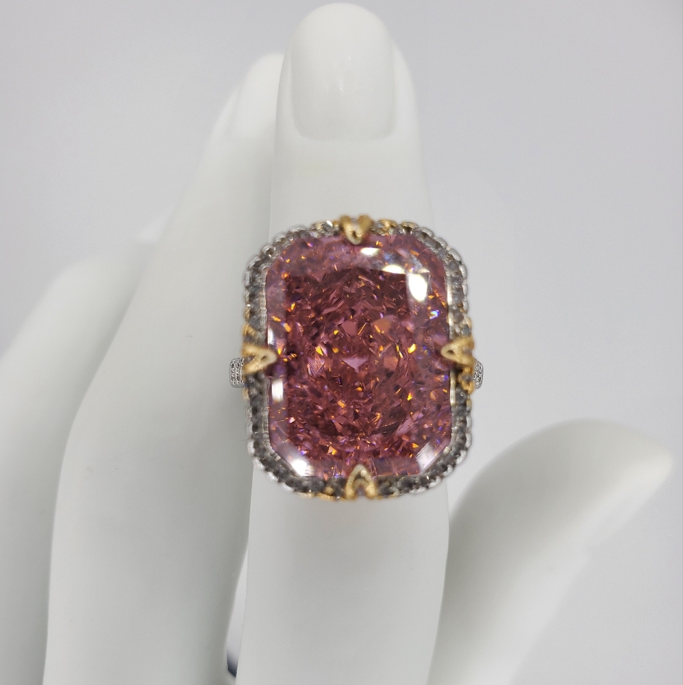 15CTW+ High Carbon Crushed Ice Radiant Lab Sapphire High Quality Czs S925 Ring - Picture 17 of 17